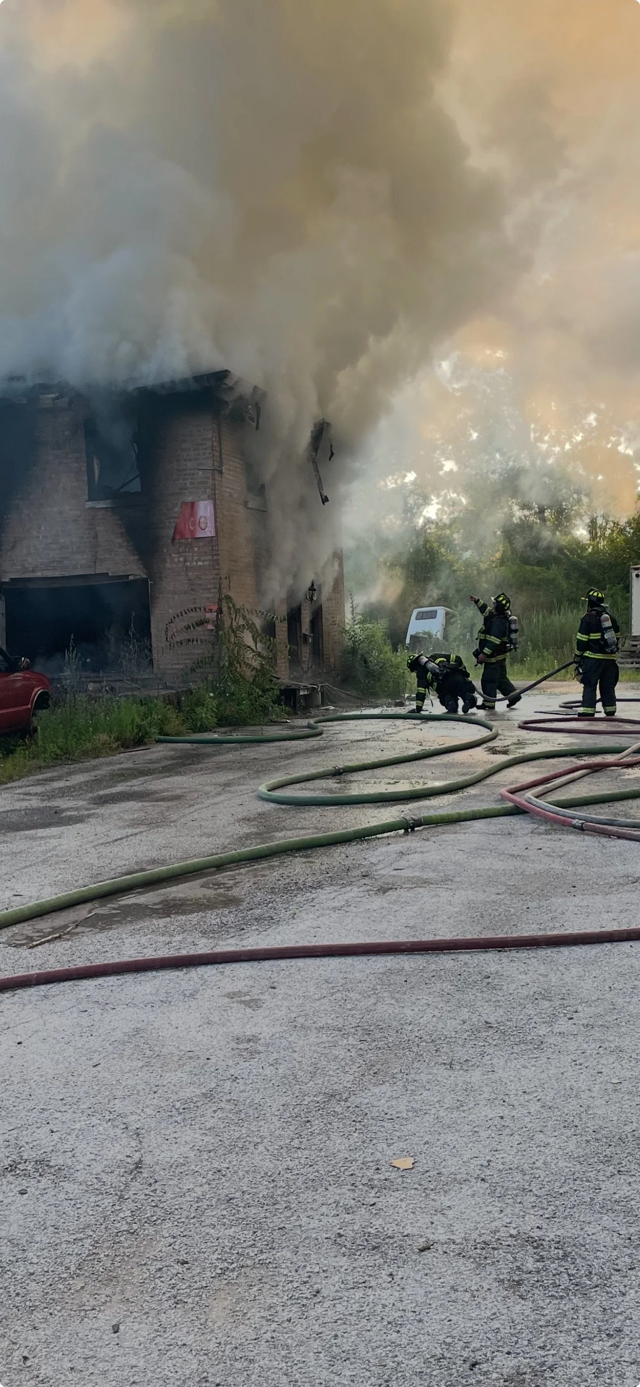 Firefighters in Illinois actively fighting a structure fire