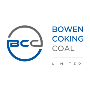 Logo for Bowen Coking Coal Limited with a circular gray and blue design, and the text 'BCC Bowen Coking Coal Limited'