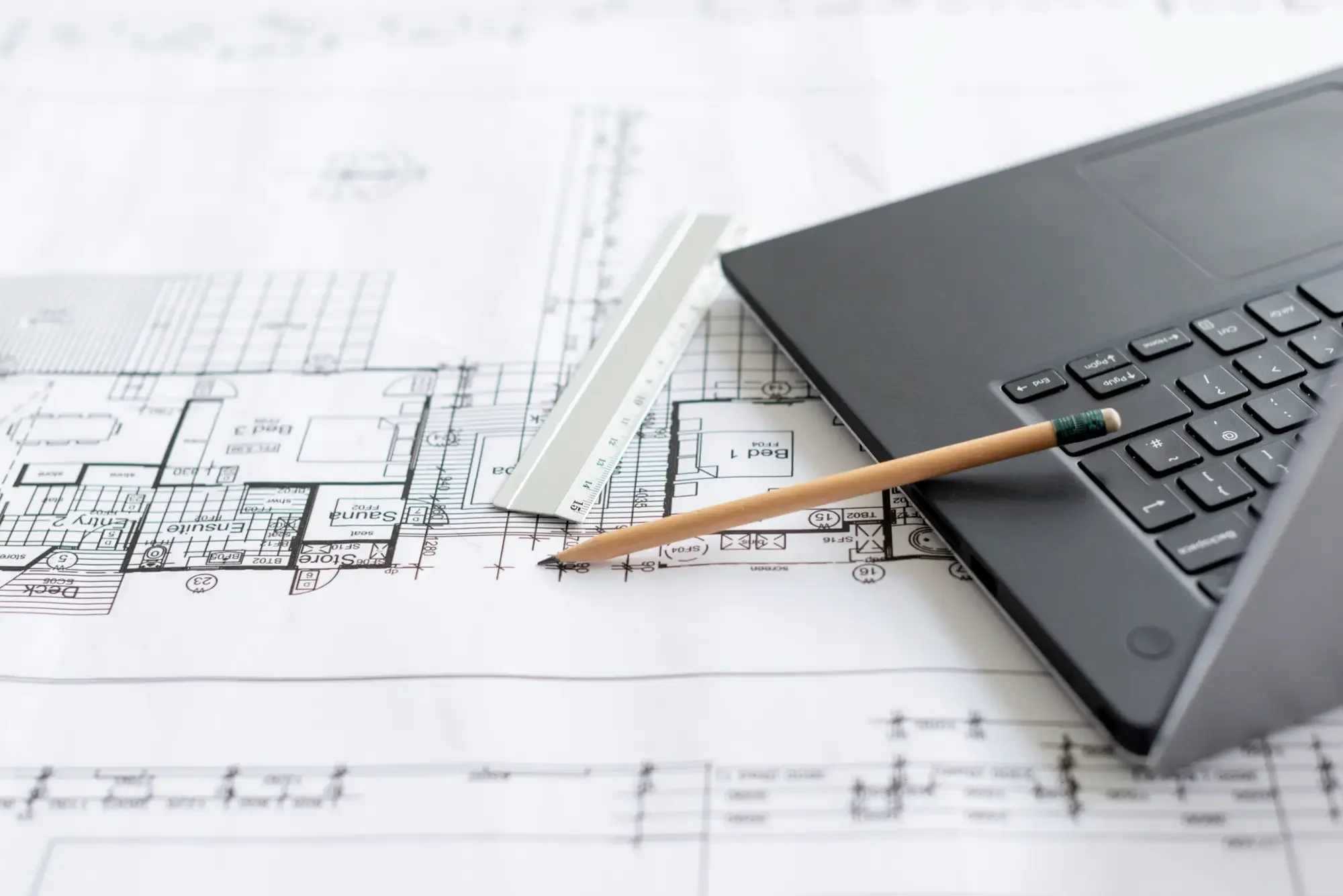 a custom home builder's work desk