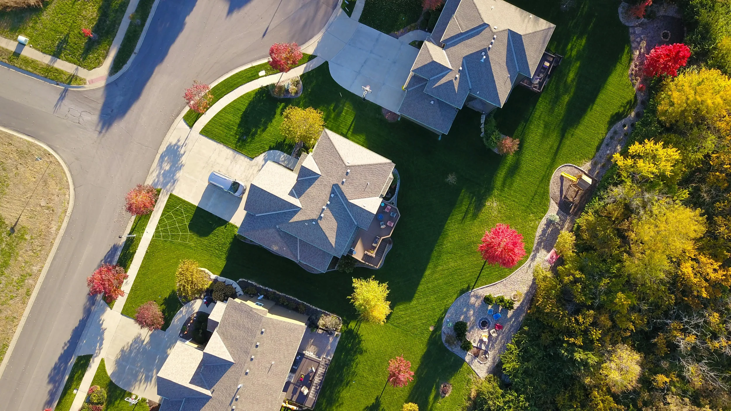 a luxury custom home birdeye view