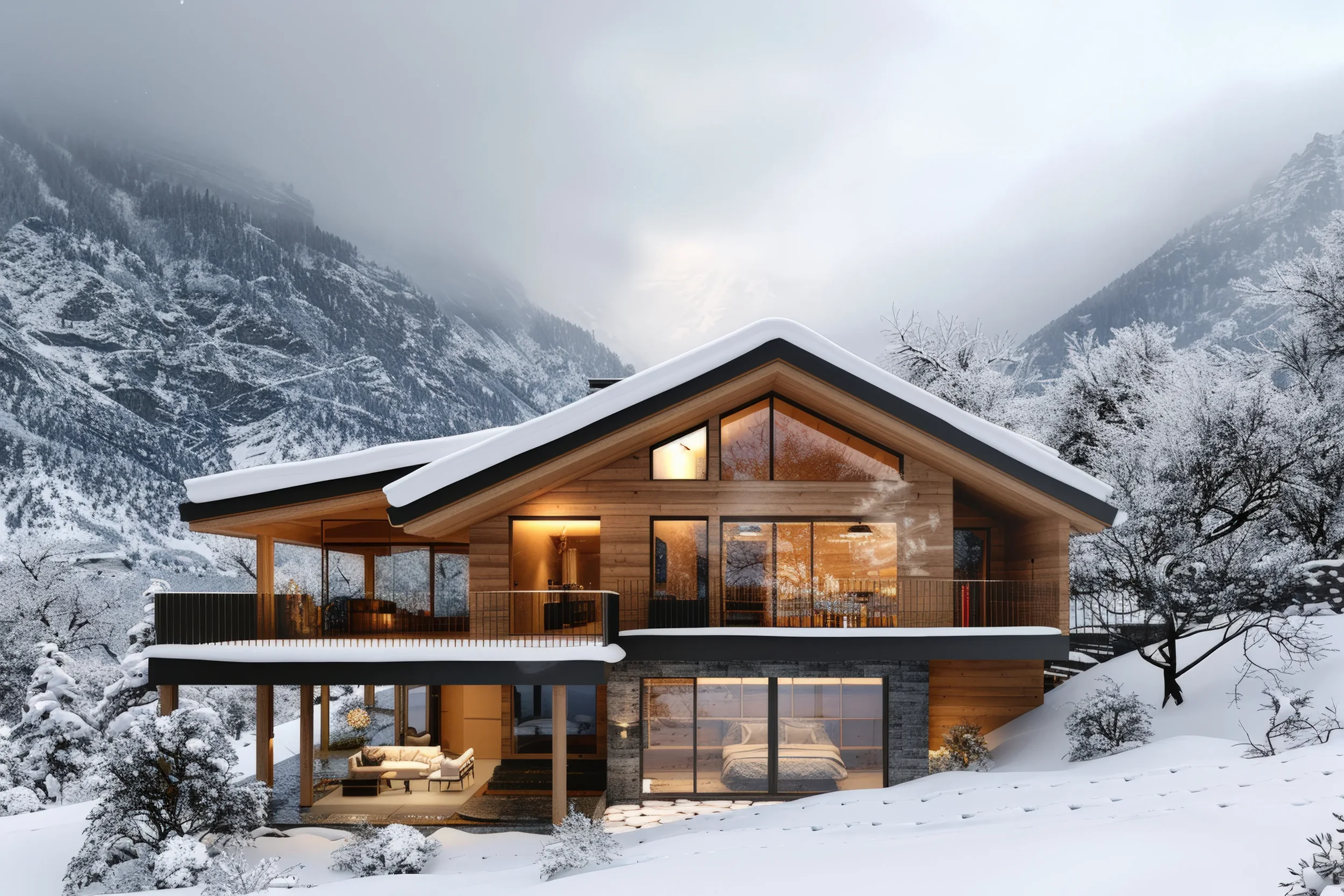 5. Snow-Smart Roof & Exterior Design