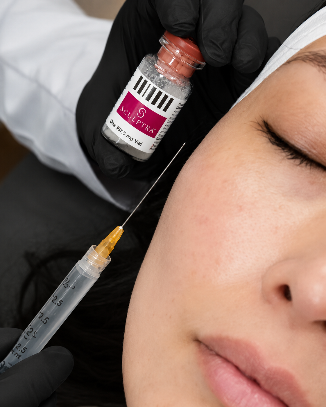 GlowHaus Sculpt + Glow Protocol featuring collagen-stimulating Sculptra injections paired with advanced skin rejuvenation treatments to restore volume, improve skin texture, and enhance overall facial glow.”