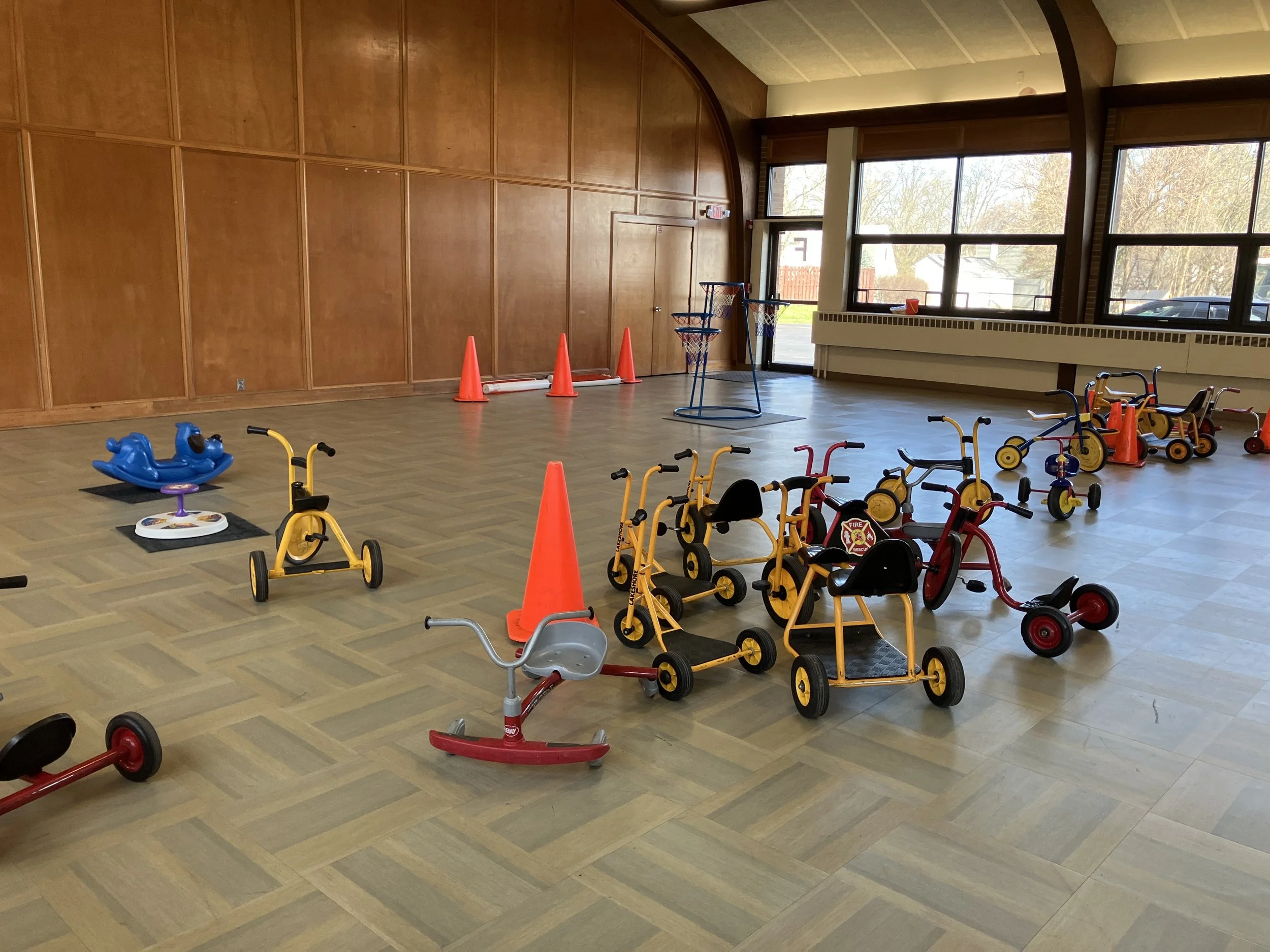 Bikes and Basketball Hoop in the Gym