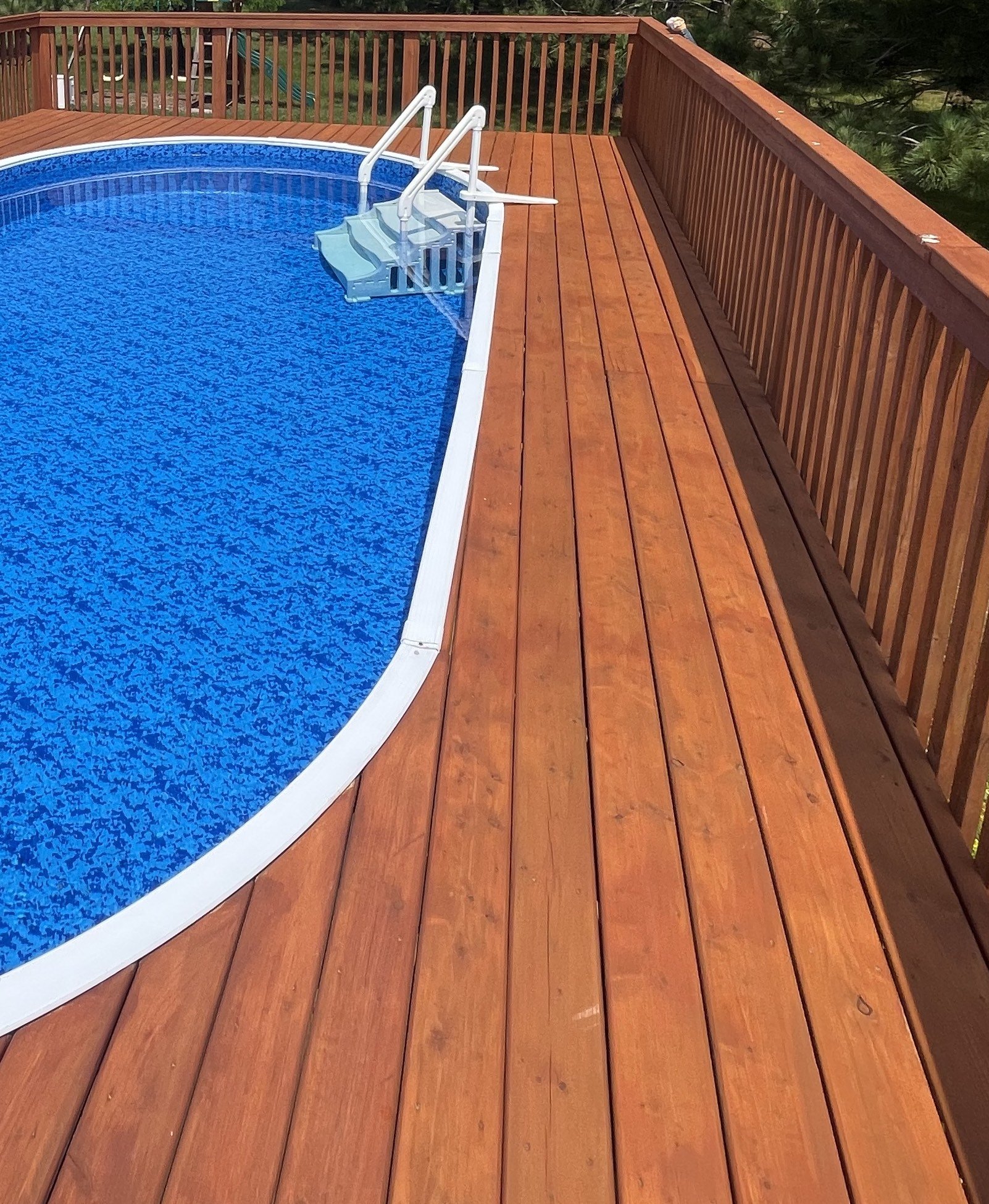 exterior deck staining around pool