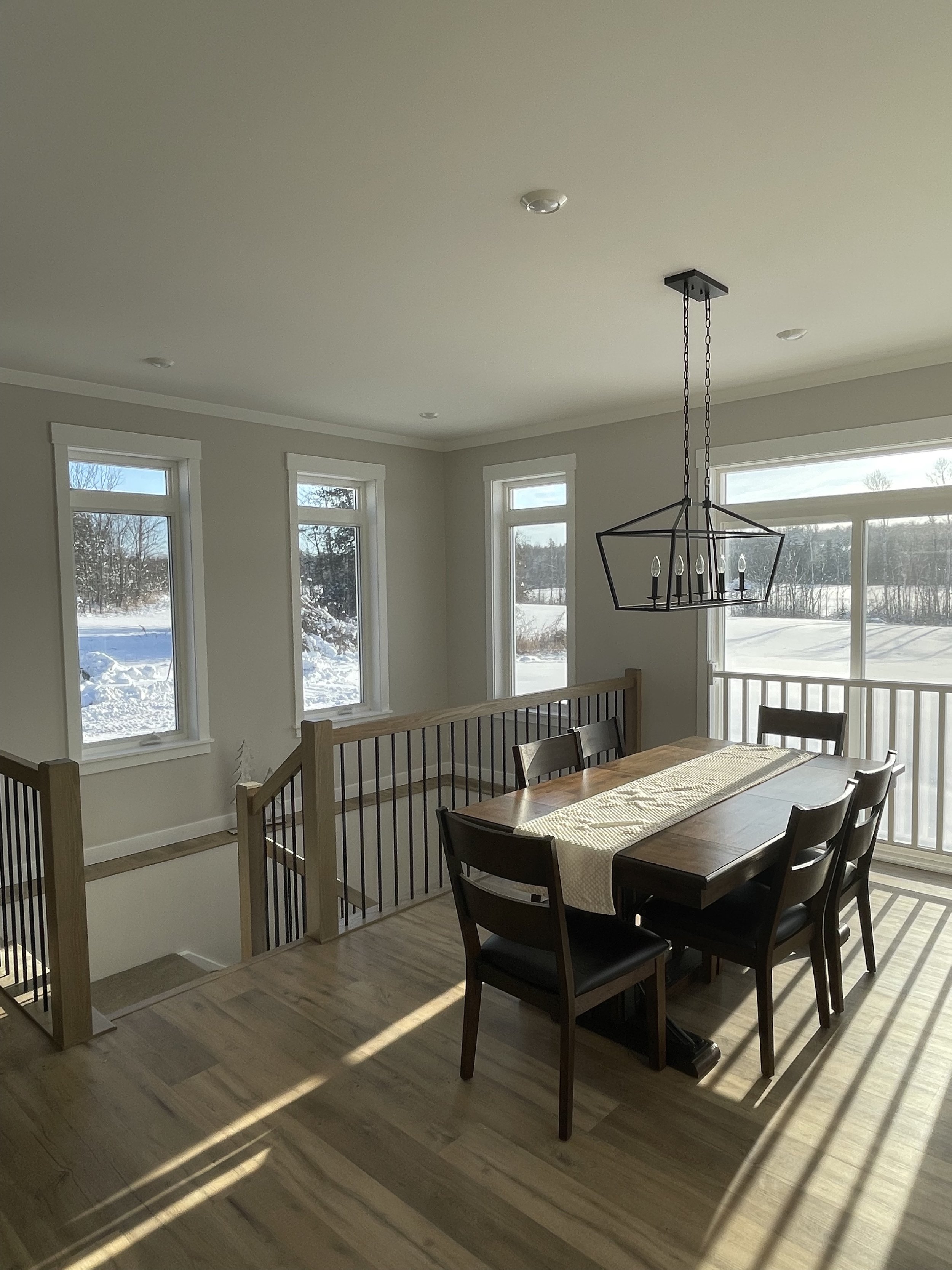 Natural white painted dining area