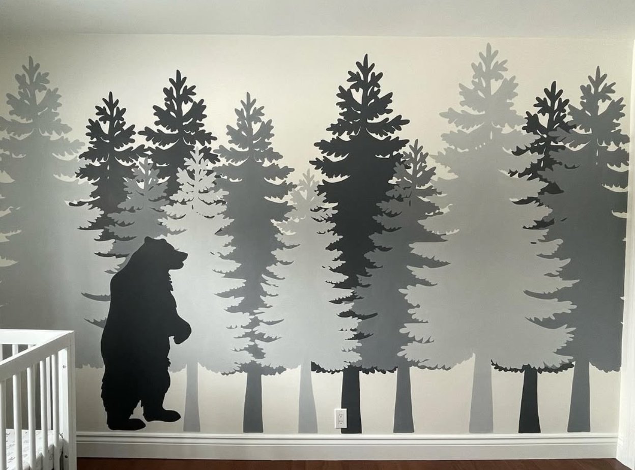 Custom painted wildlife mural