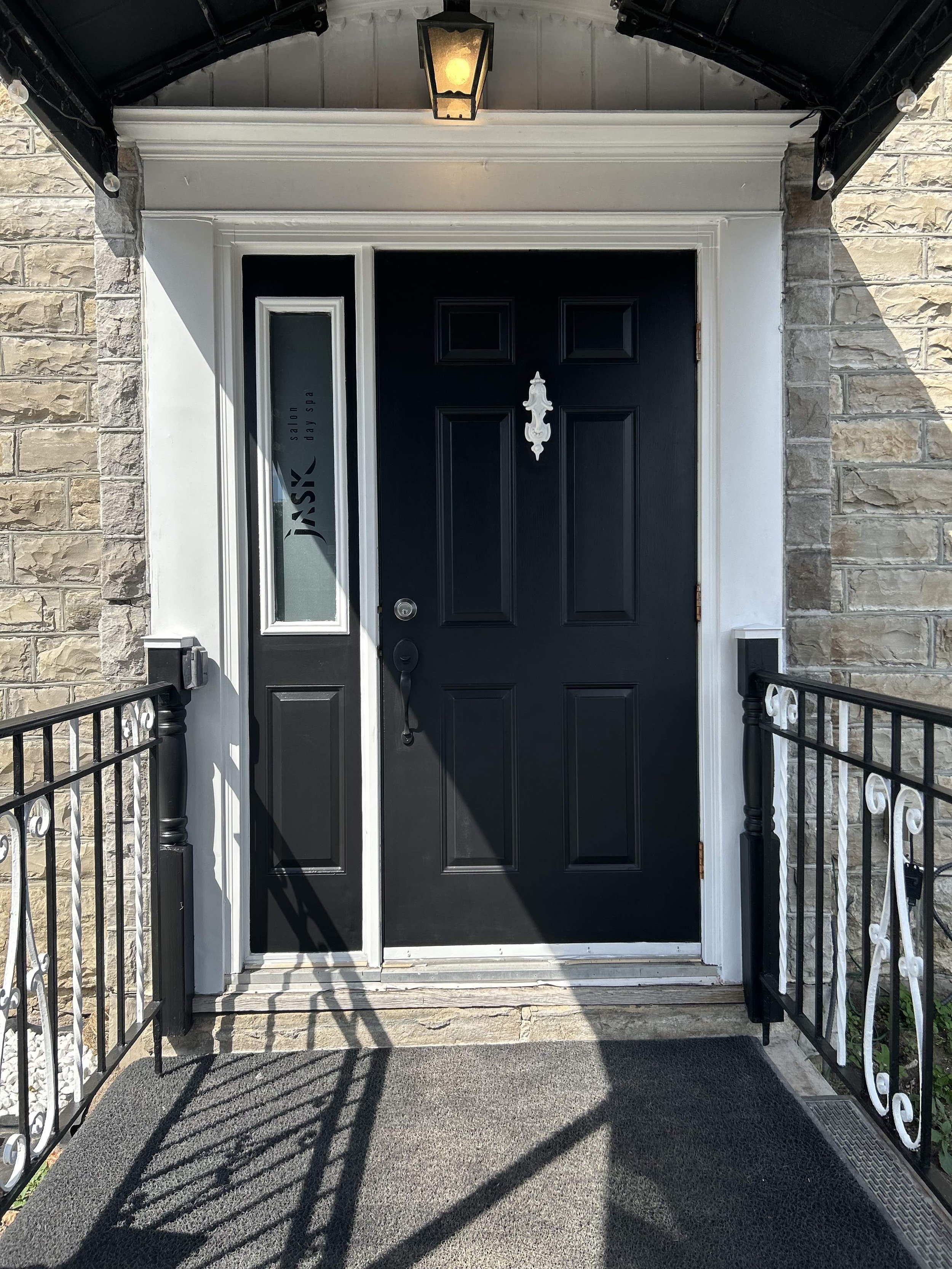 Black exterior door painting