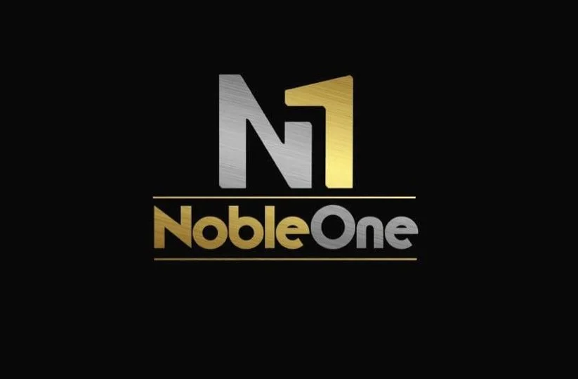 Logo with the text 'Noble One' and a stylized 'N1' in silver and gold on a black background.