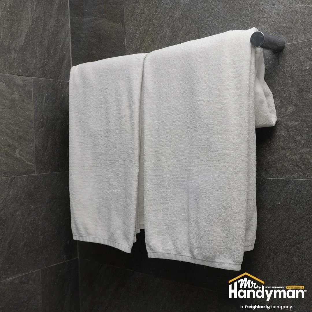 Bathroom towel bar installation and wall hardware mounting by experienced handyman in Lehigh Valley