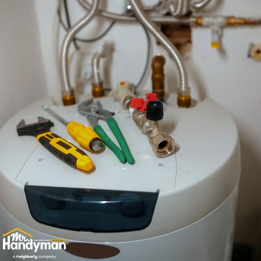 Professional tools prepared for water heater repair and maintenance, plumbing services by Mr. Handyman of Lehigh Valley