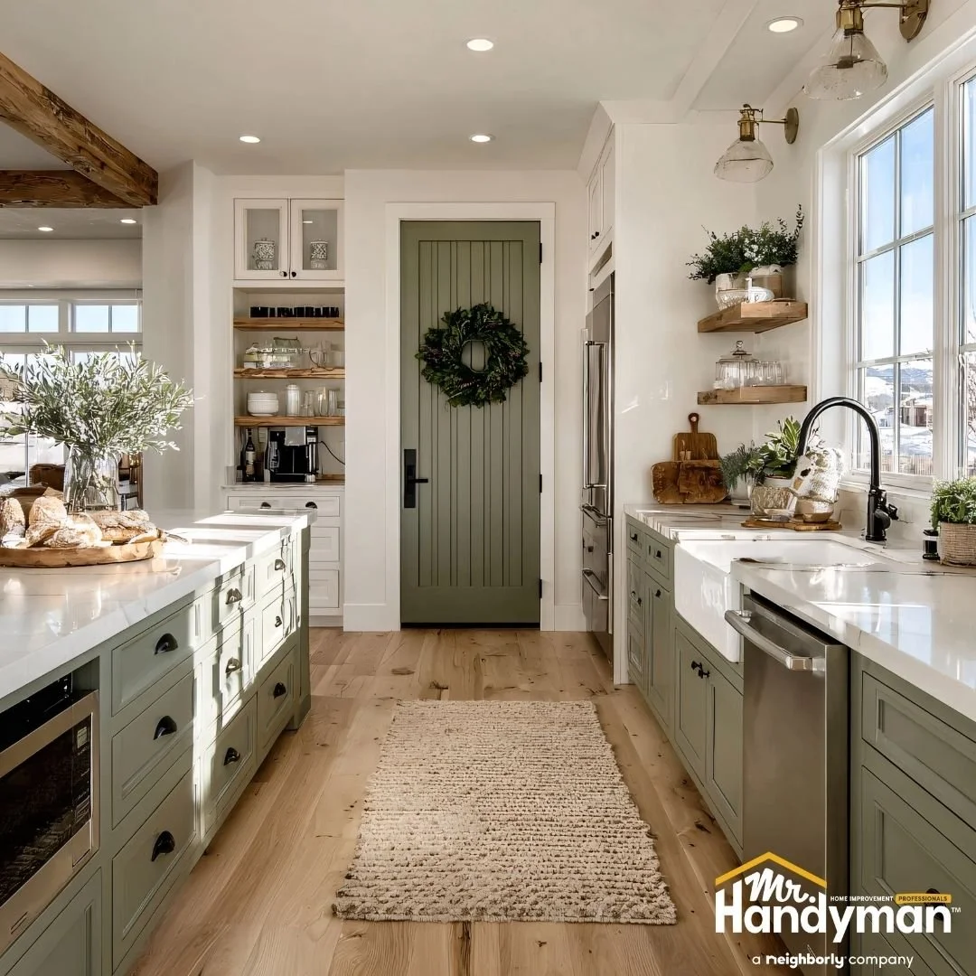 Completed indoor kitchen remodel with updated cabinetry and finishes, home remodeling by Mr. Handyman of Lehigh Valley