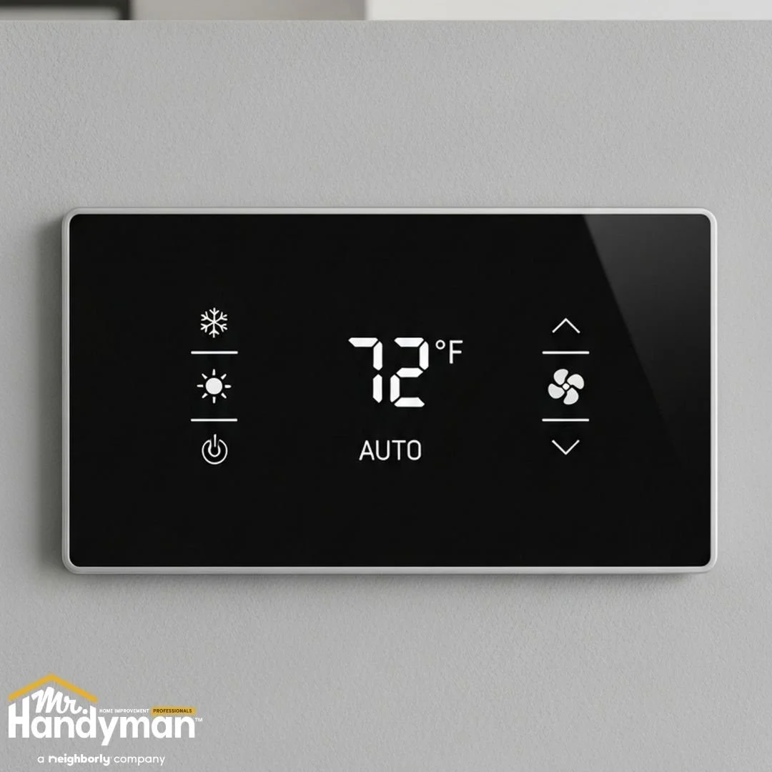 Digital thermostat set to maintain safe winter indoor temperature, home heating support by Mr. Handyman of Lehigh Valley