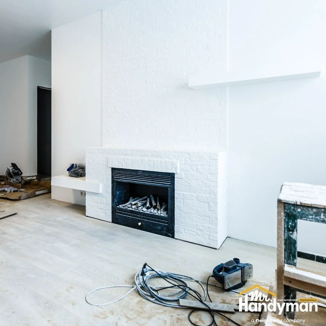 Interior fireplace repair and finishing work completed by professional handyman in Lehigh Valley