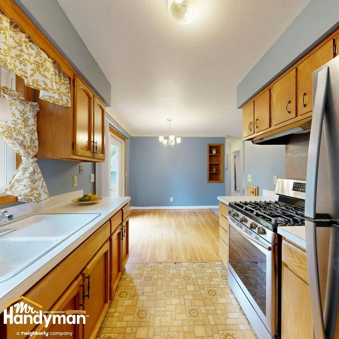 Kitchen interior refresh with cabinet, flooring, and appliance updates completed by handyman in Lehigh Valley