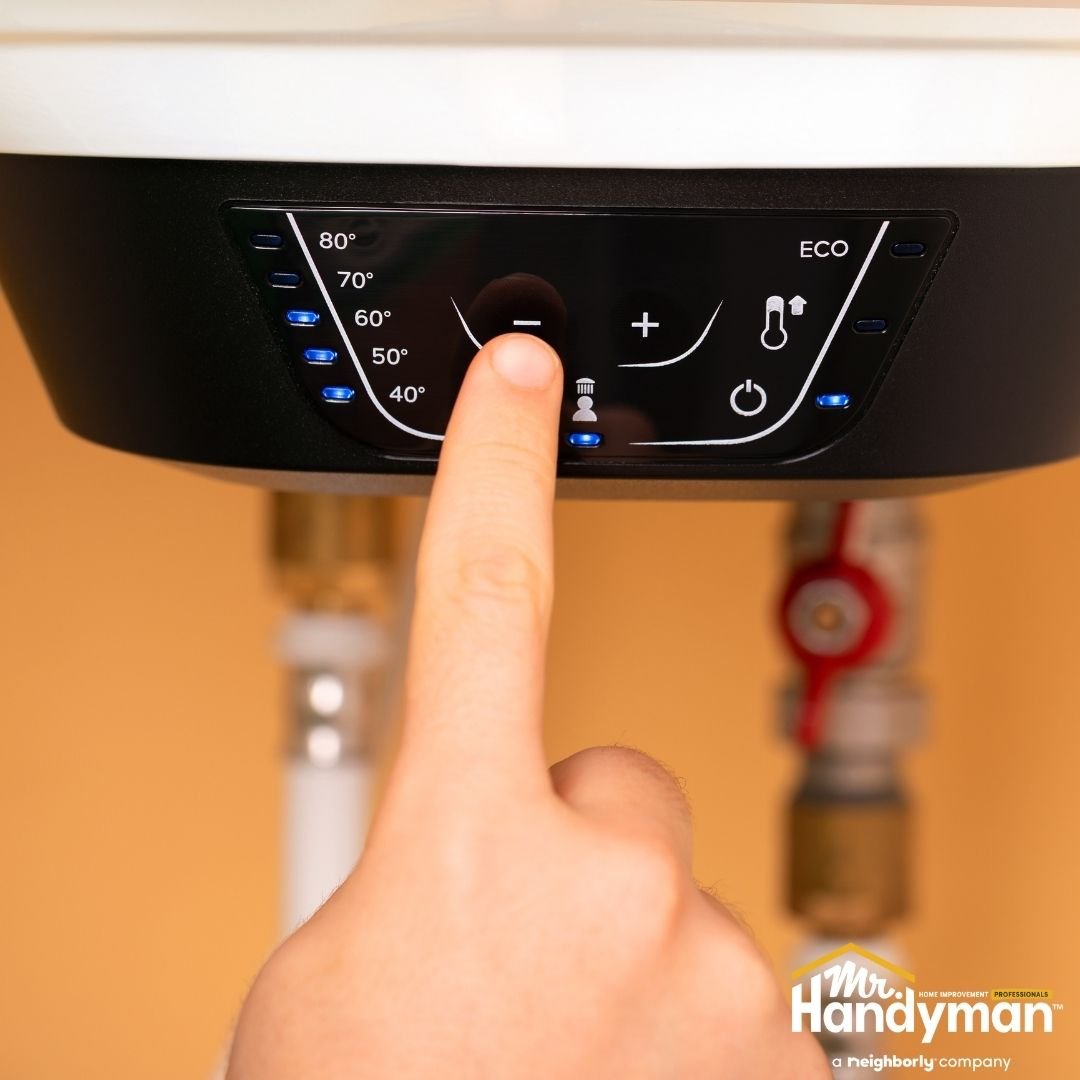 Adjusting digital water heater temperature settings for energy efficiency, water heater maintenance by Mr. Handyman of Lehigh Valley