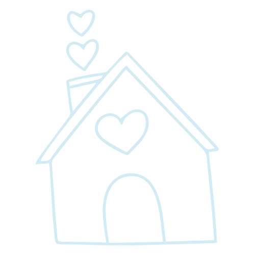Blue hearts and house outline decorative icon