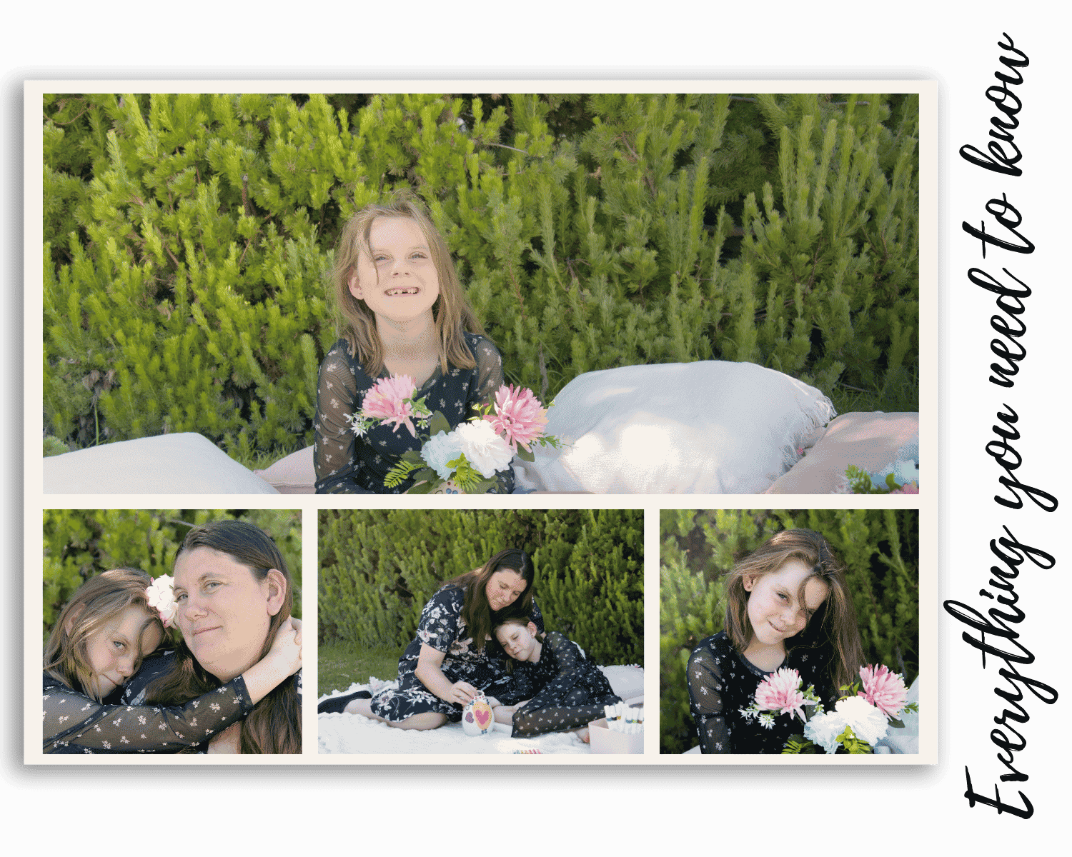 A collage of family photos with 'Everything you need to know' in script horizontally on the right
