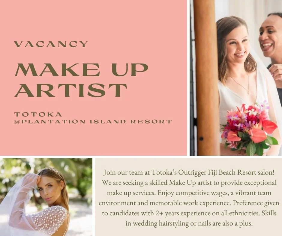 🌴 We&rsquo;re Hiring! 🌺

Totoka Hair &amp; Beauty is looking for our next hair, make up and beauty superstars to join our talented team &mdash; including an exciting Salon Manager position at our Plantation Island Resort salon.

If you&rsquo;re pas