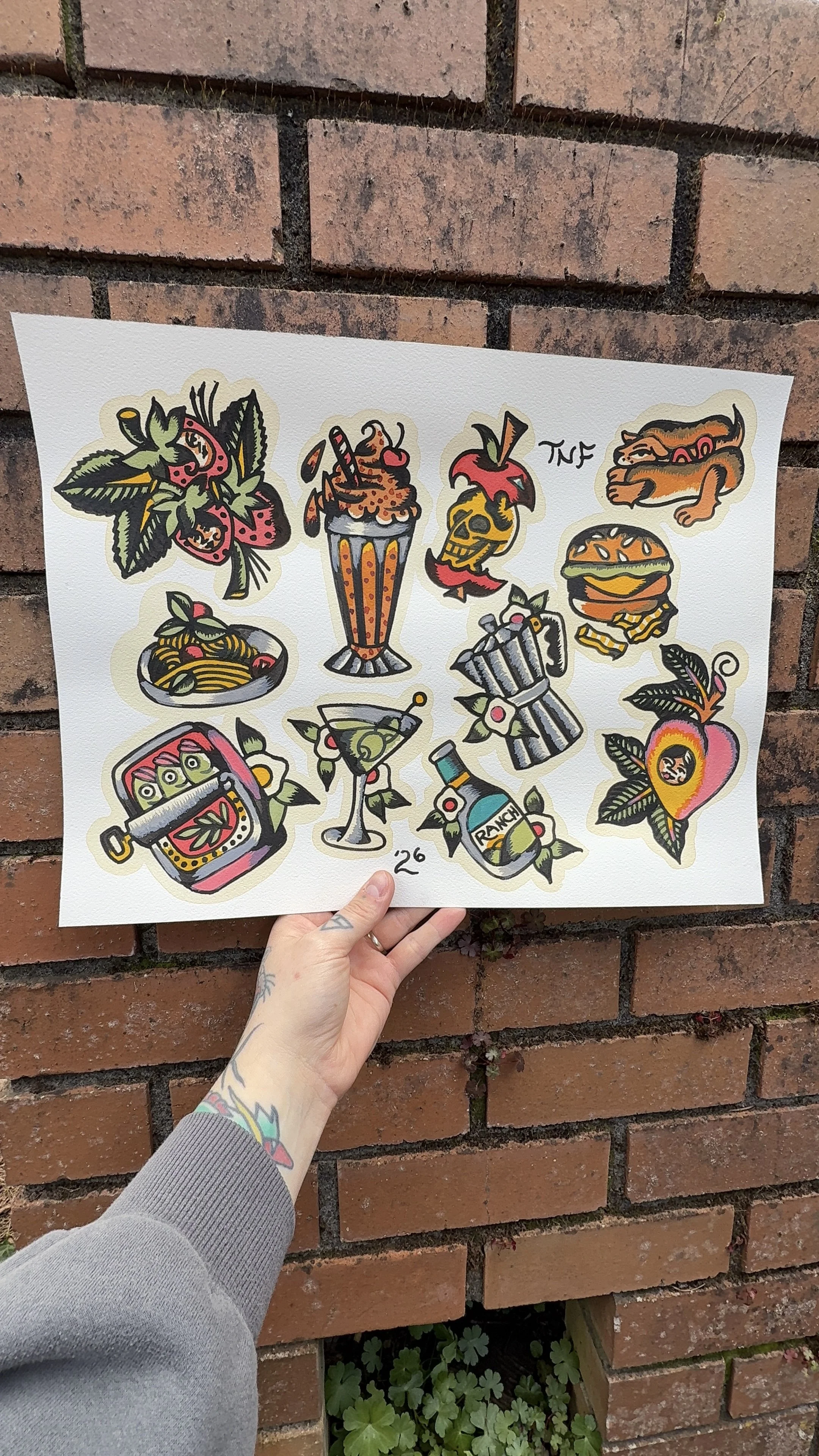 portland Oregon American traditional tattoo flash food tattoo designs 