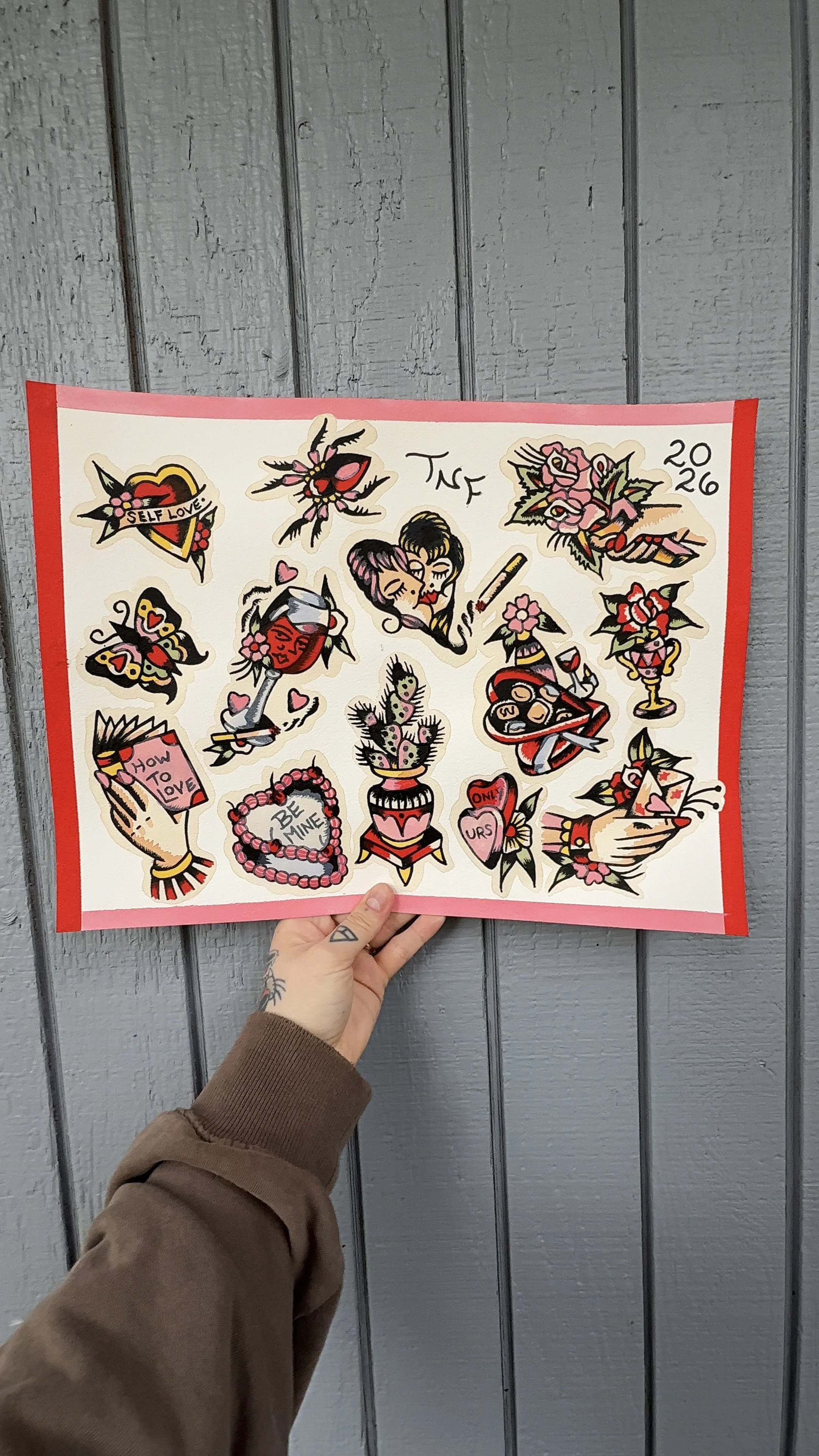 portland Oregon American traditional tattoo flash Valentine's Day tattoo designs 