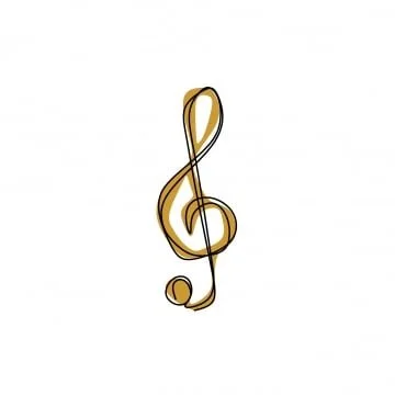 Golden treble clef musical symbol on a white background.