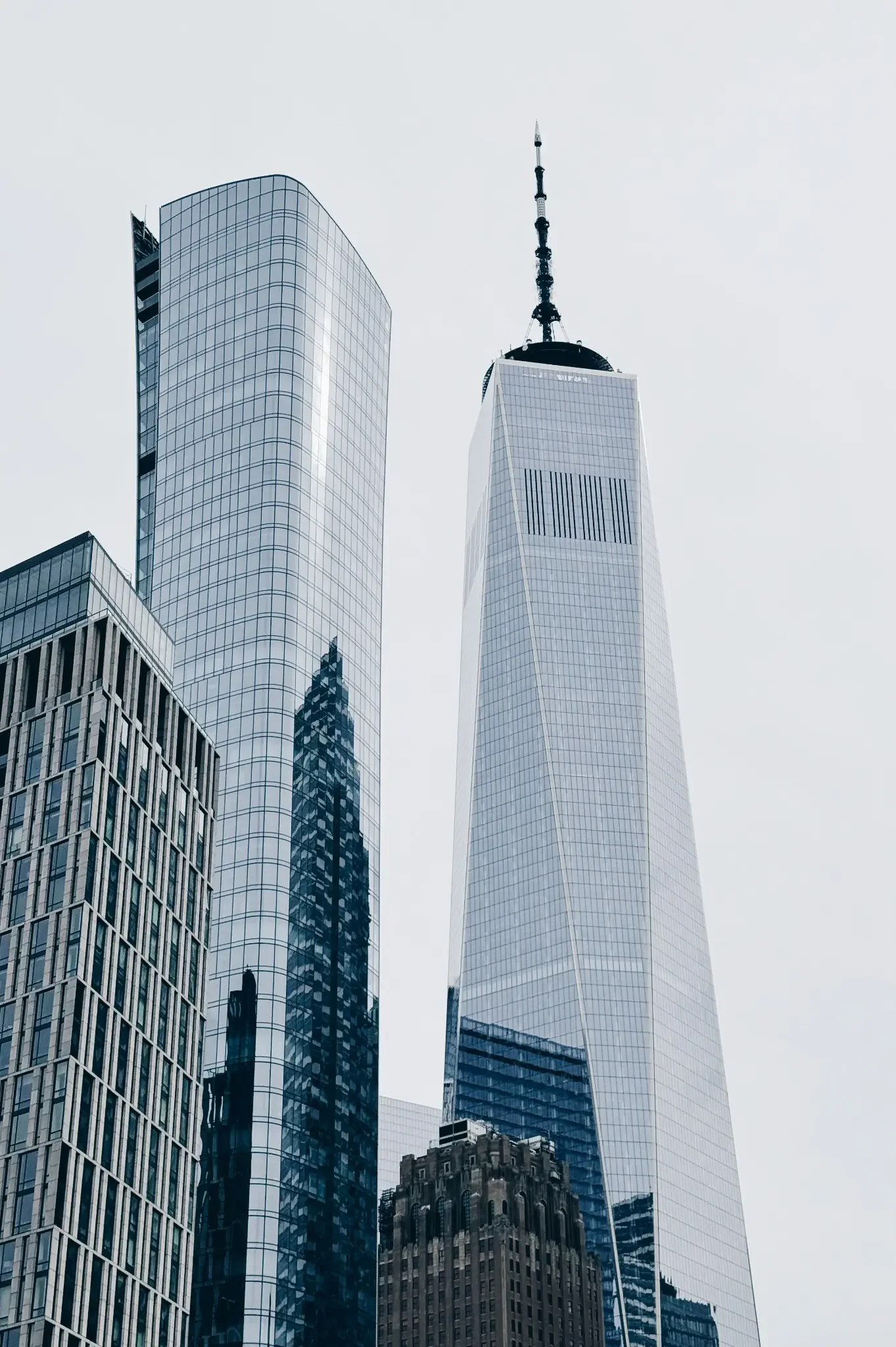 Skyscrapers in New York City, including One World Trade Center.