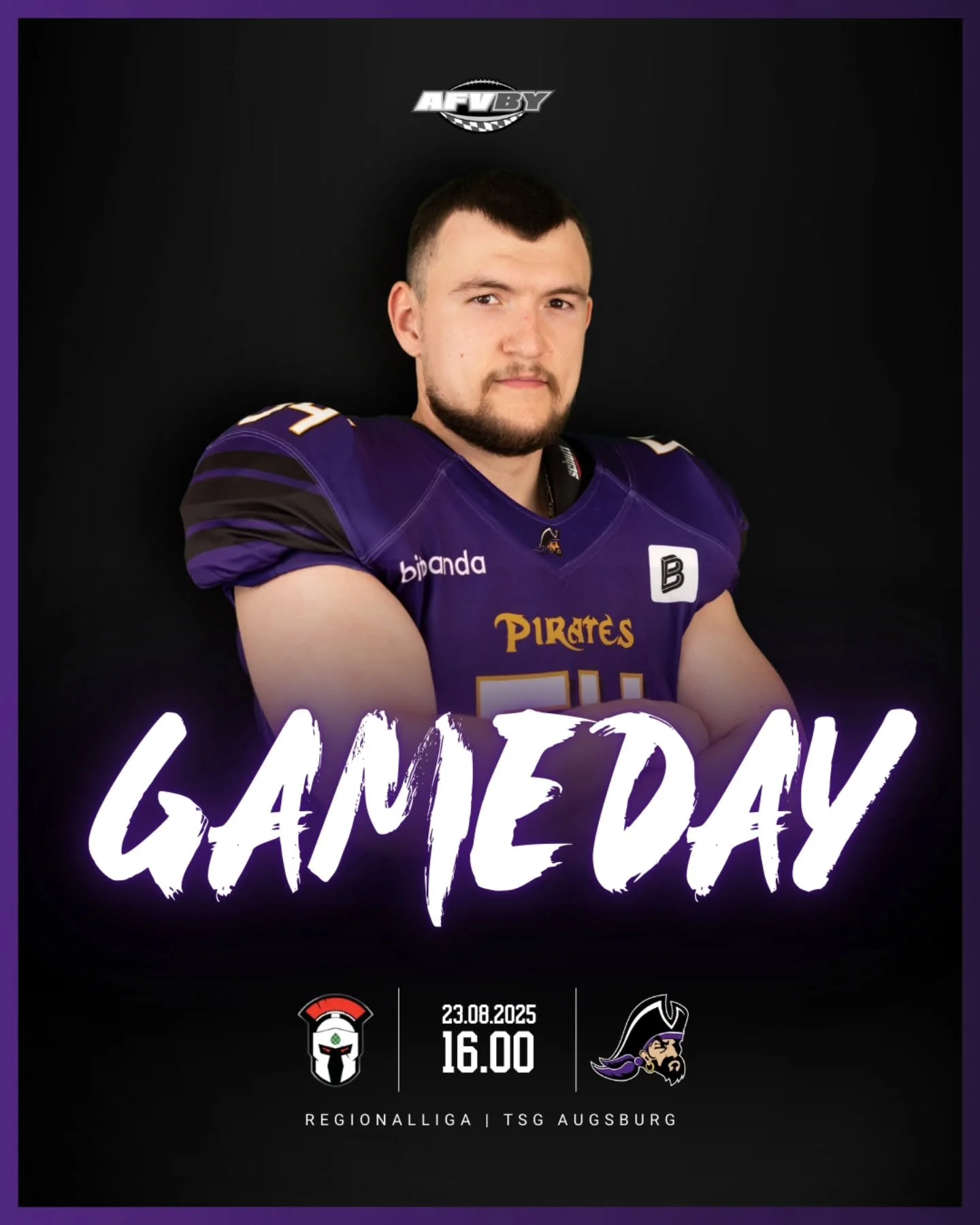 GAMEDAY! 💜

Morgen geht es f&uuml;r unsere Pirates ein letztes Mal in dieser Saison ausw&auml;rts! 🔥

🆚️ @augsburgcenturions
⏰️ Samstag, 23.08.2025 &ndash; 16:00 Uhr
🏟 TSG Augsburg

#passaupirates #pirates #football #americanfootball #buildtheshi