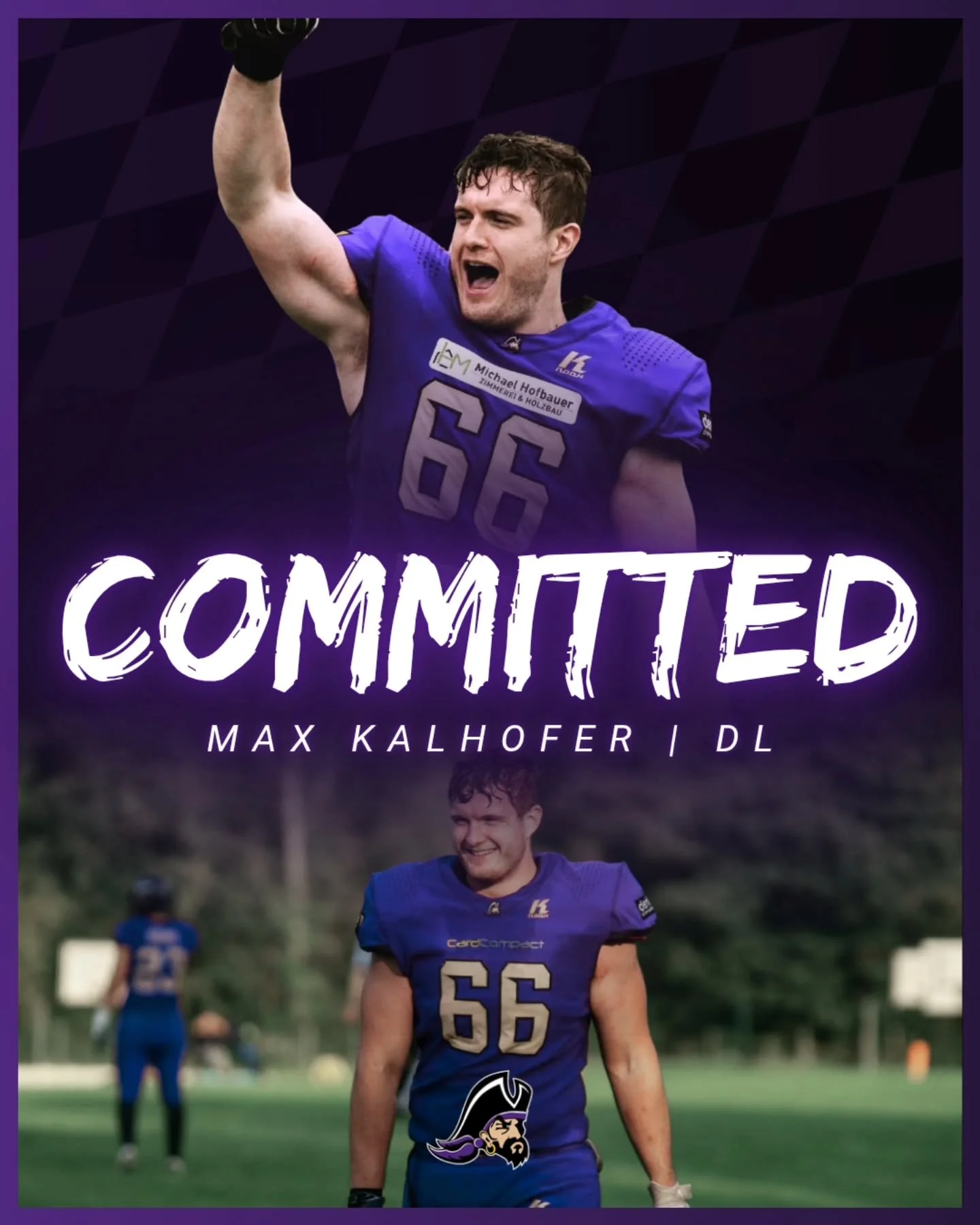 PASSAU PIRATES 2026: Max Kalhofer 💜

Max ist eines unserer Urgesteine bei den Pirates. Er ist seit 2012 dabei und steht nach einer kurzen Pause in dieser Saison endlich wieder auf dem Platz! Max spielt nicht nur D-Line und O-Line, sondern coached zu