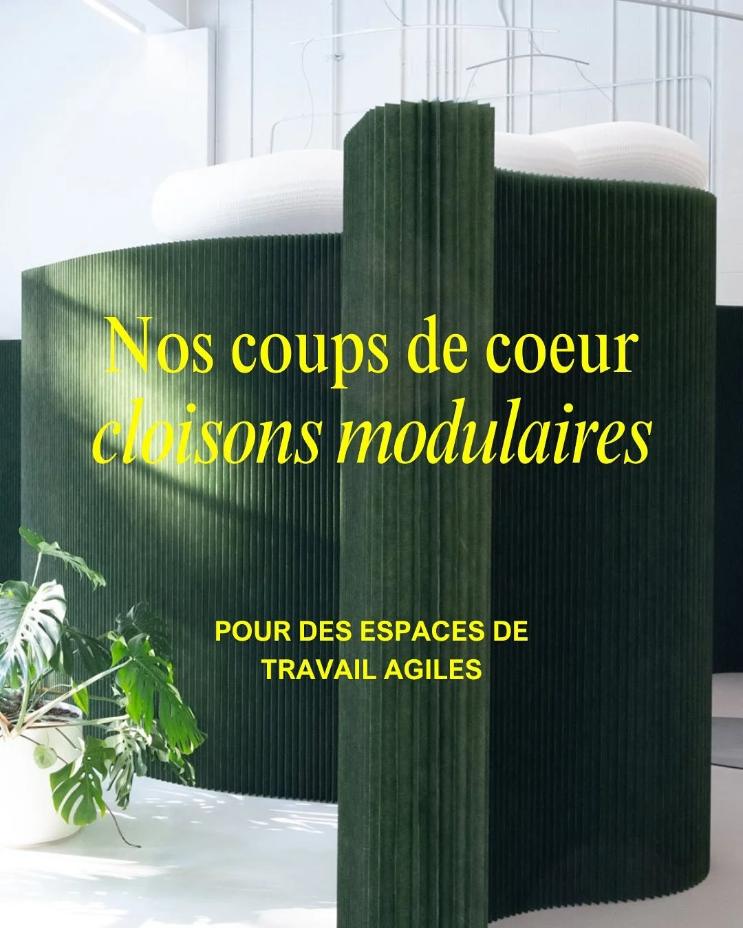 🌟 Nos coups de c&oelig;ur cloisons modulaires 🌟

Les modes de travail &eacute;voluent, et les espaces de bureaux doivent suivre.
Flexibilit&eacute;, modularit&eacute;, acoustique, bien-&ecirc;tre : aujourd&rsquo;hui, un am&eacute;nagement performan