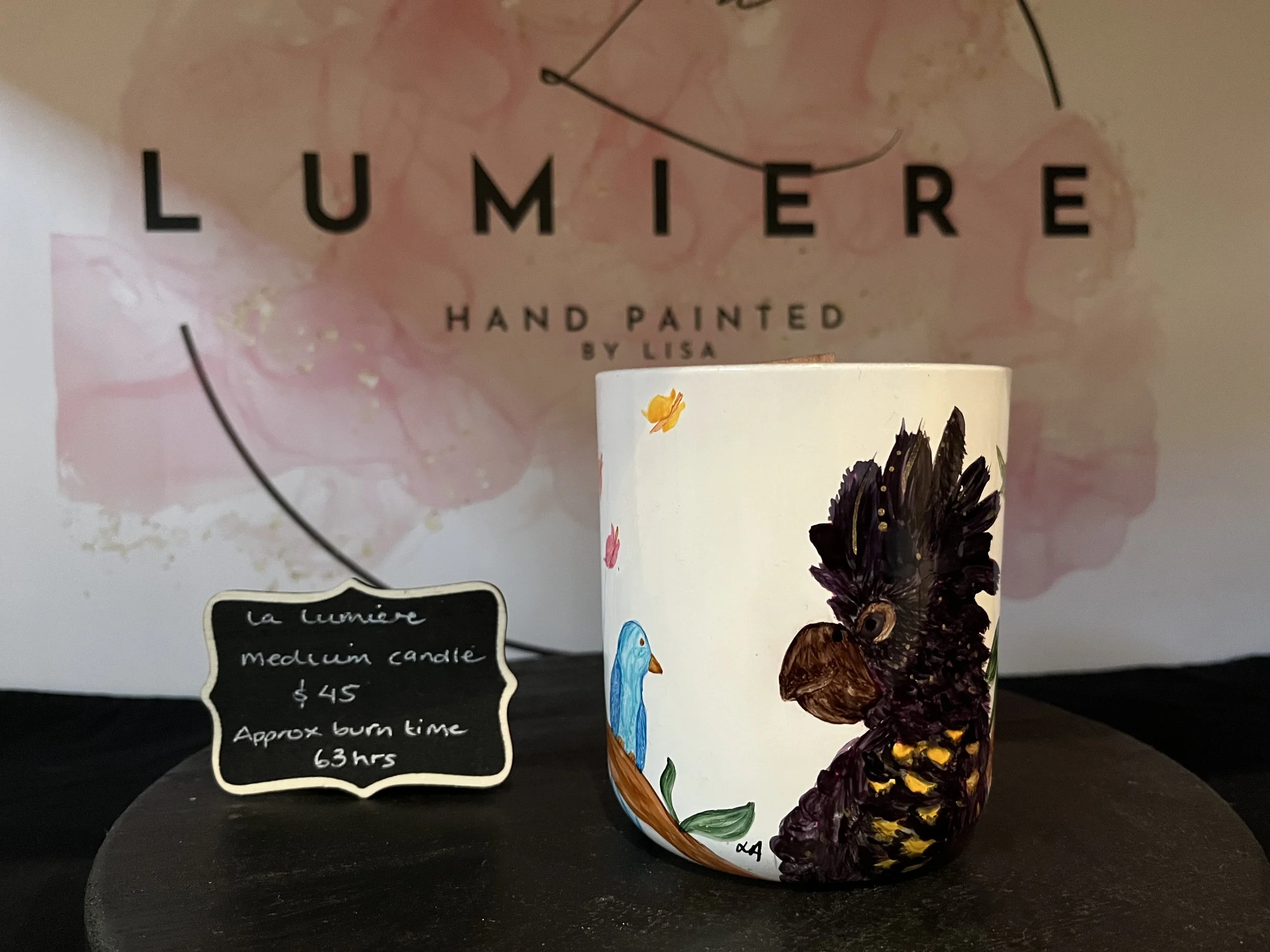 Hand-painted candle - Champagne Strawberries - Medium size