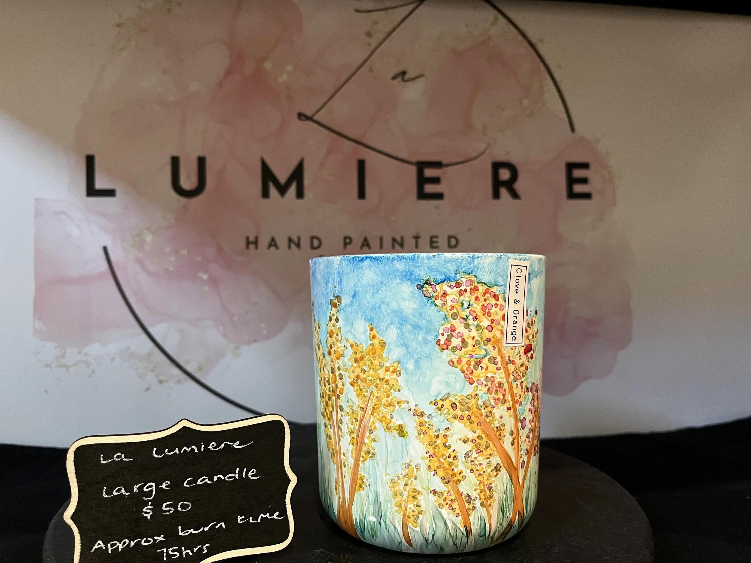 Hand-painted candle - Clove & Orange - Large size