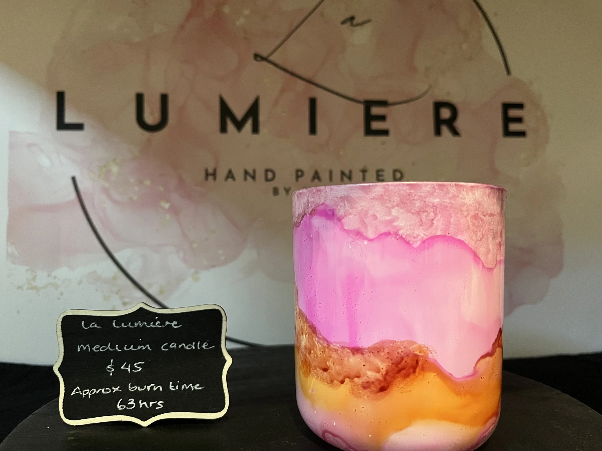 Hand-painted candle - Vanilla Bourbon- Medium size