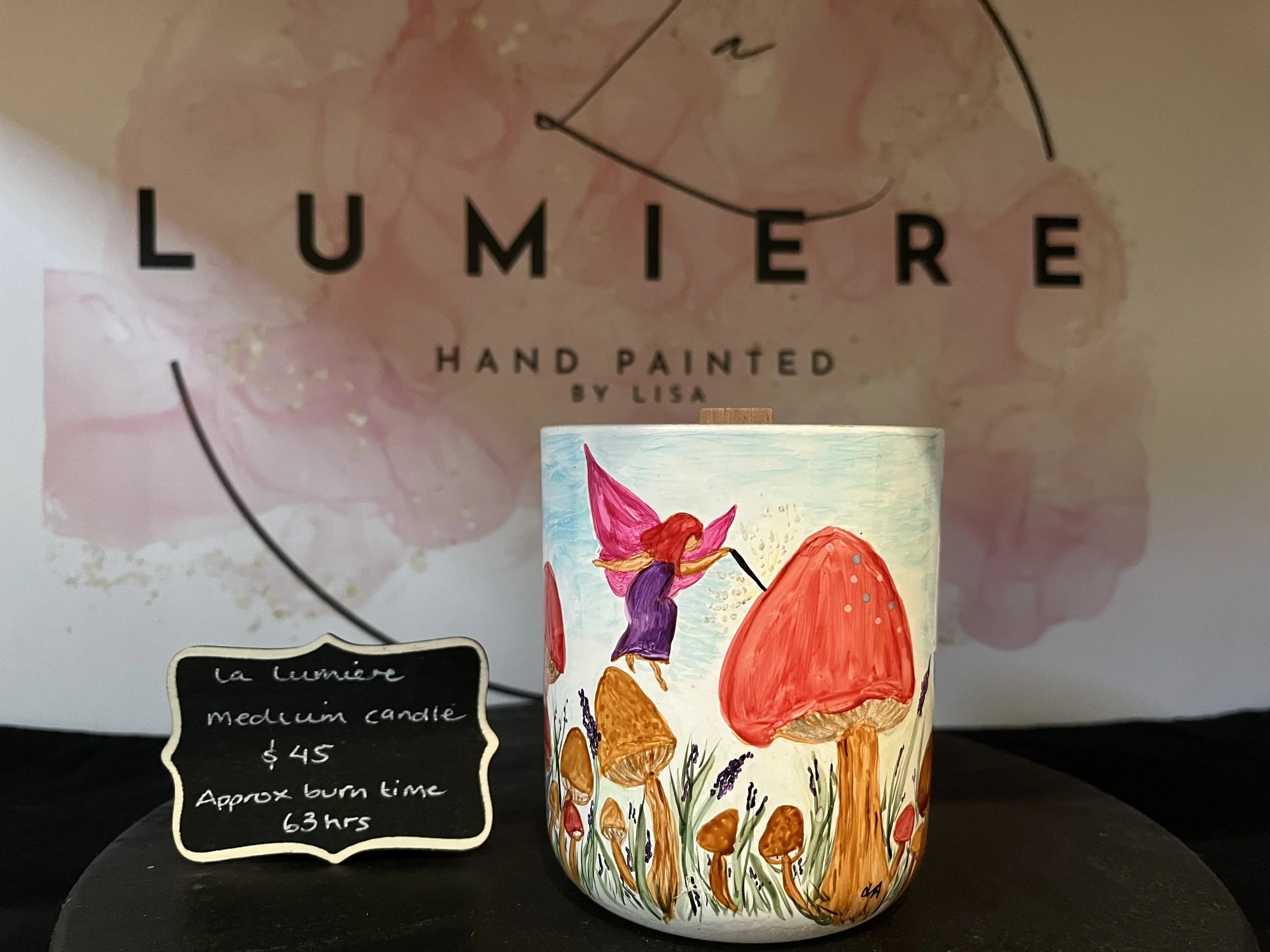 Hand-painted candle - Champagne Strawberries - Medium size