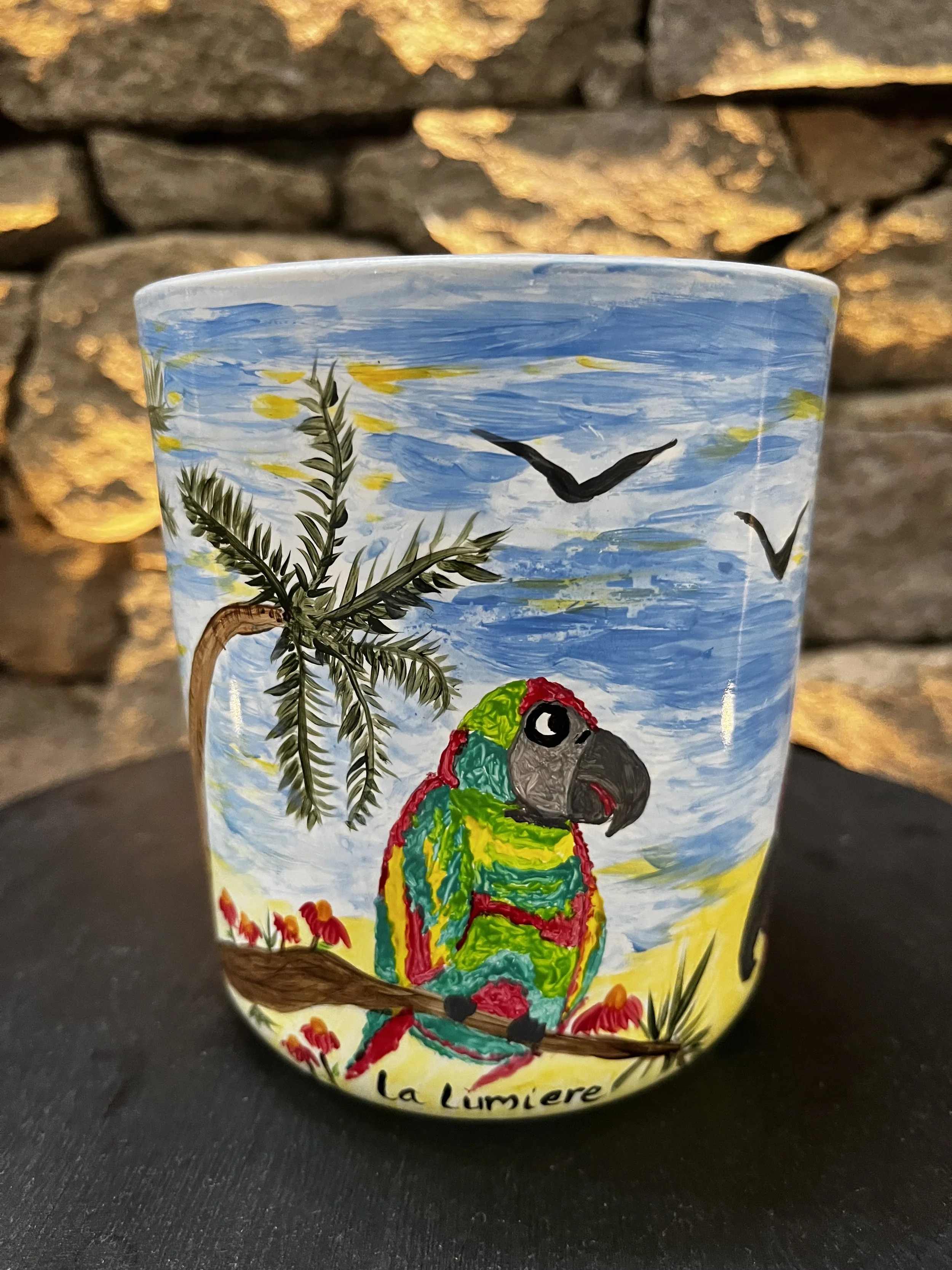 Hand-painted candle - Coconut Caramel and vanilla- Large size