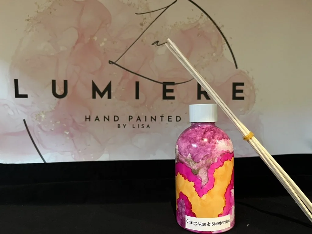 Hand-painted Fragrance Diffuser Jar - Champagne & Strawberries