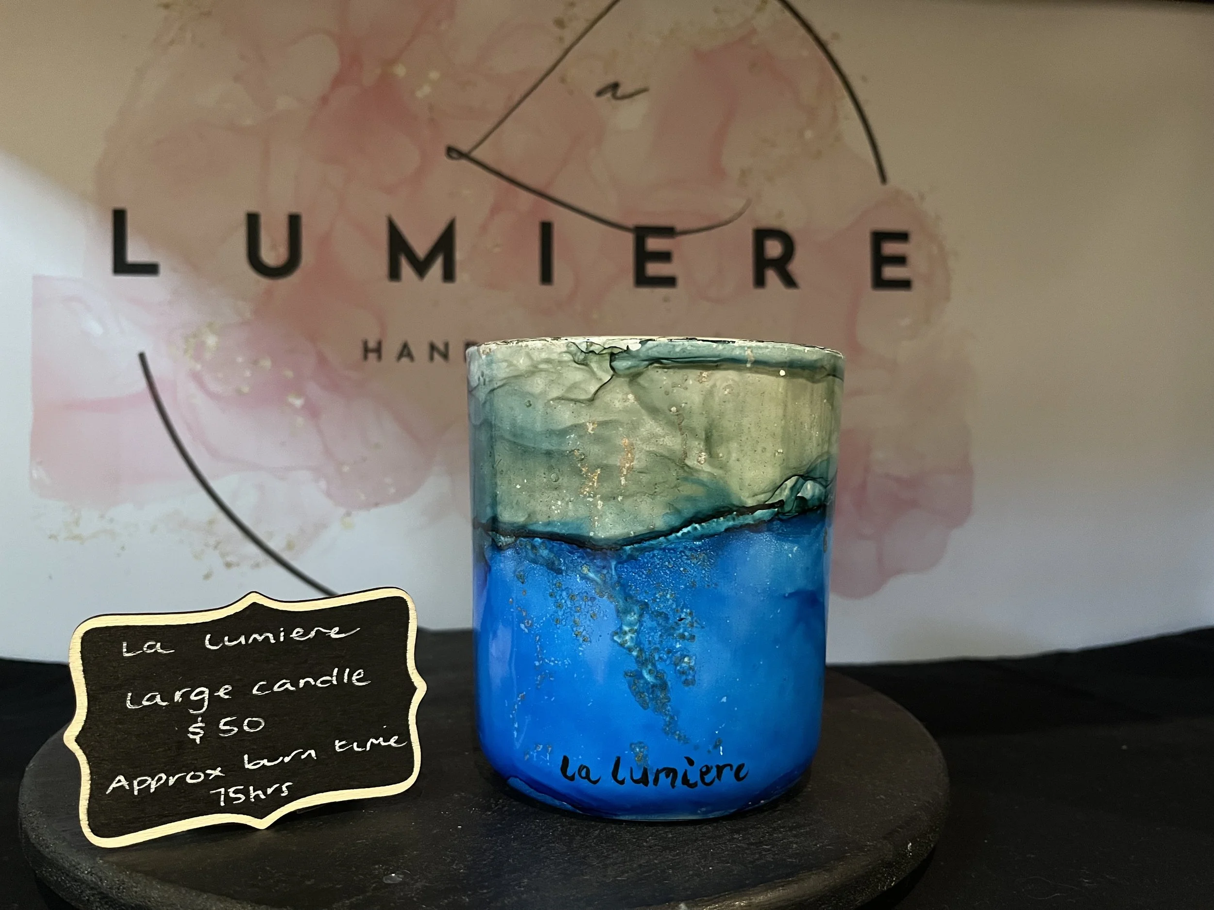 Hand-painted candle - Ocean Breeze - Large size
