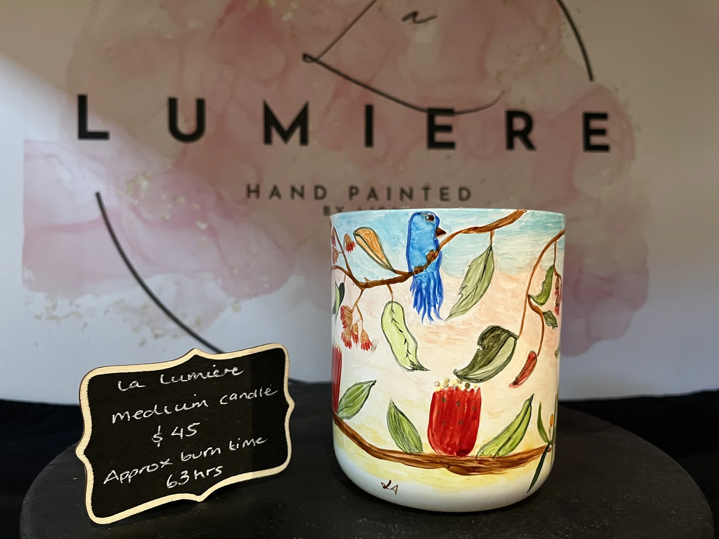 Hand-painted candle - Caramel - Medium size