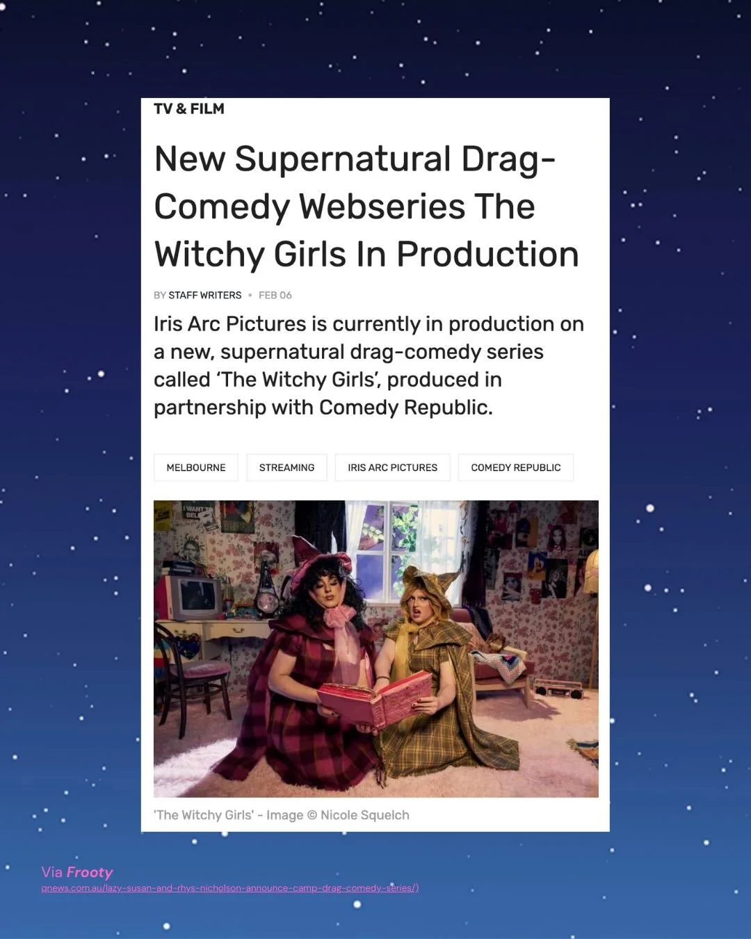 The Witchy Girls are making headlines 🔮

Created by @mslazysusan and @zeldamoon, The Witchy Girls reimagines &lsquo;90s teen witch stories, through a chaotic, queer and unapologetically internet-era lens. 

We invite YOU to experience the show first