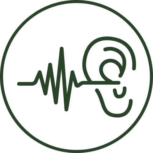 Symbol showing sound wave and an ear