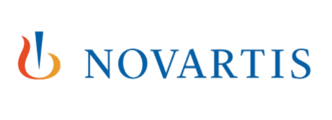 Novartis logo with stylized 'V' and 'L' and the company name in blue text