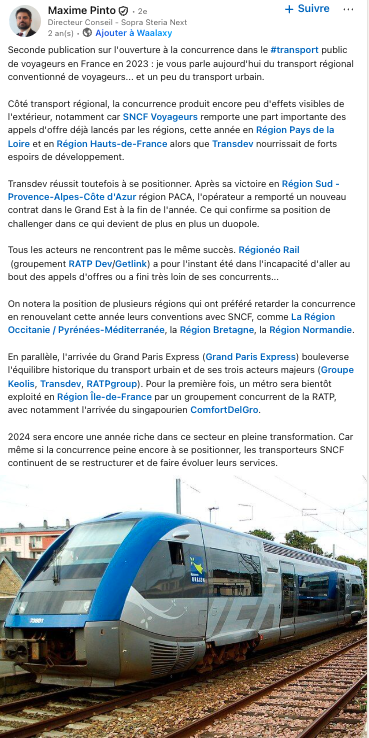 Post dirigeant LinkedIn Sopra Steria Next