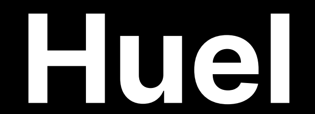 White text that says "Huel" on a black background.