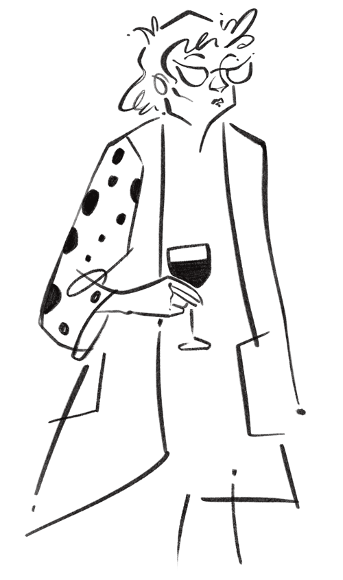 Custom drawing lady drinking wine