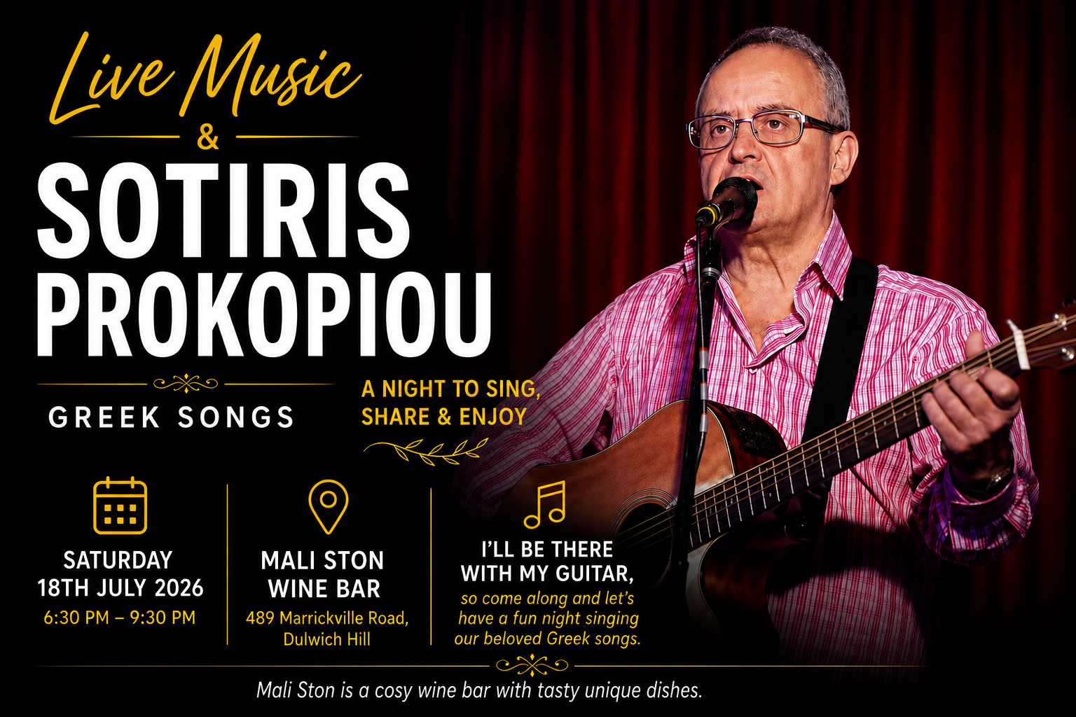 Live Greek Music with Sotiris Prokopiou