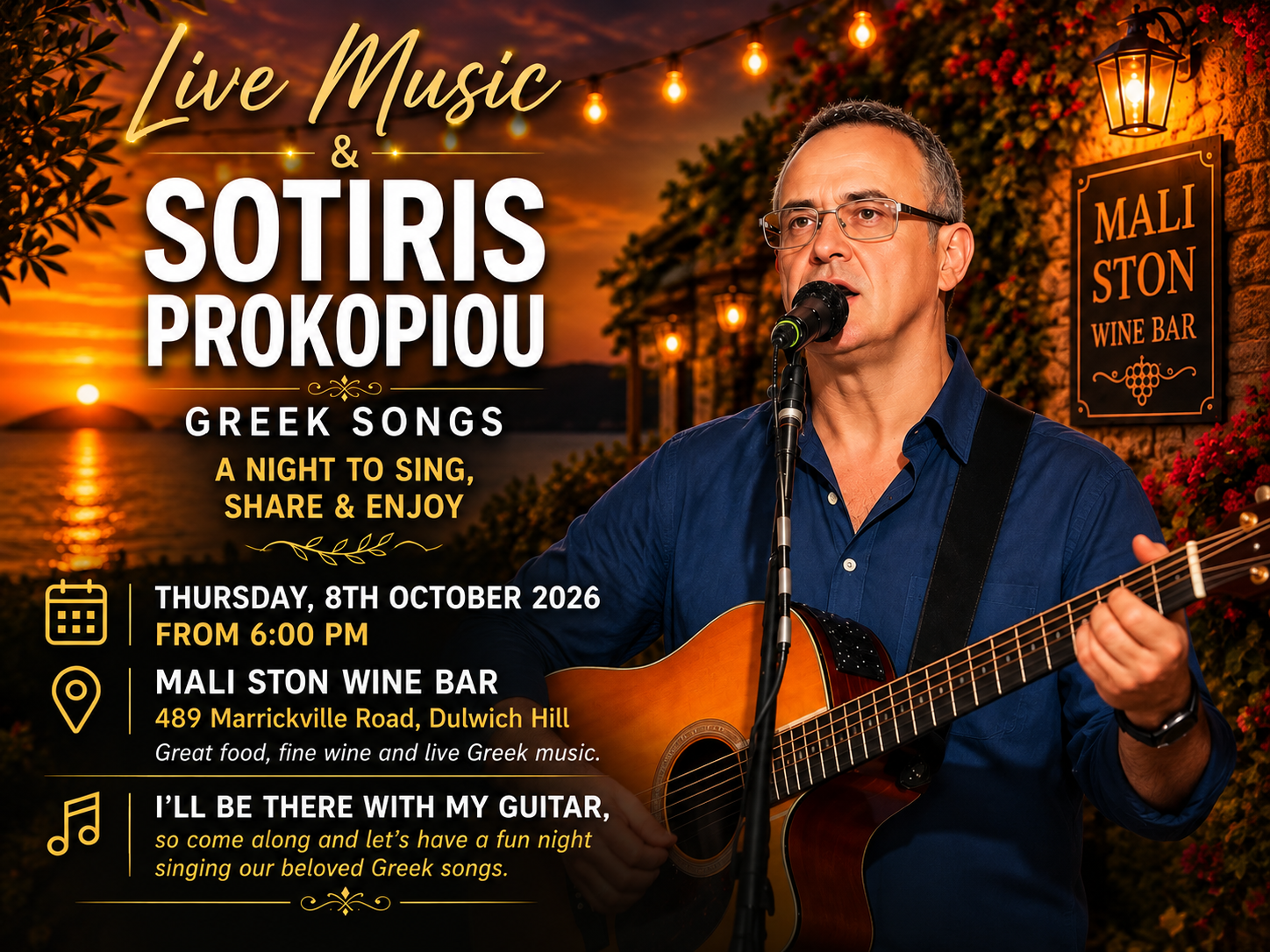 Greek Night with Sotiris Prokopiou | Live Music at Mali Ston