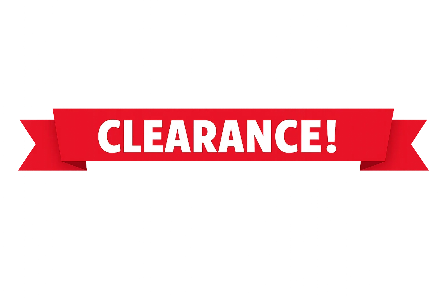 Red banner with the word 'CLEARANCE!' written in white, bold letters.