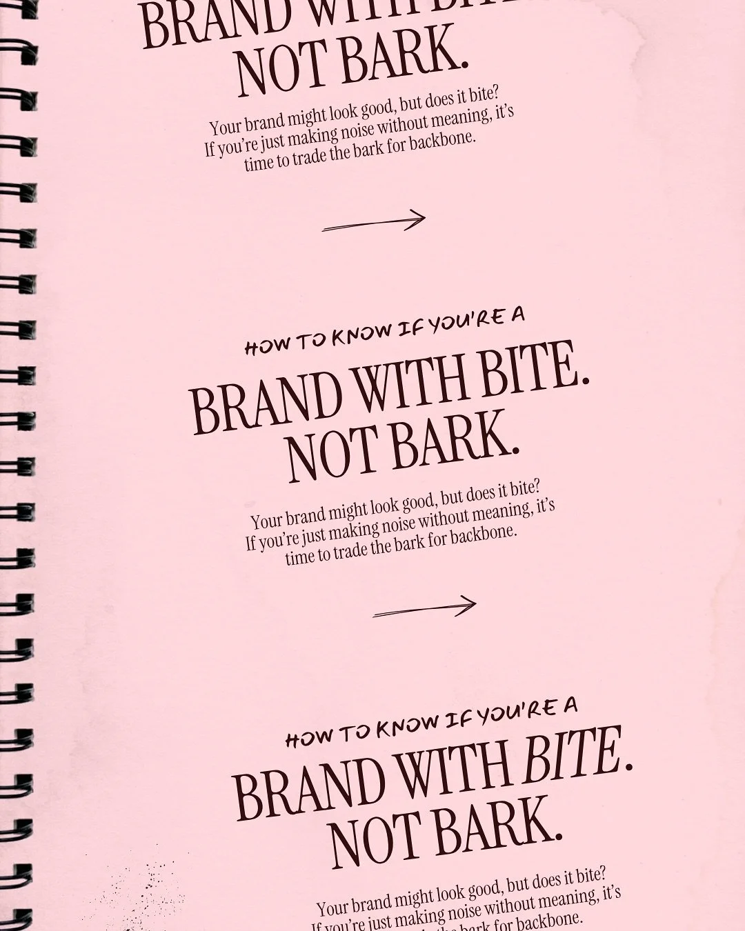 More posts won&rsquo;t fix a brand with no direction.
Trends won&rsquo;t build trust &amp; aesthetics alone won&rsquo;t make you unforgettable.

What you need is bite.

Story, spine, and strategy.

That&rsquo;s not content. That&rsquo;s presence.
And