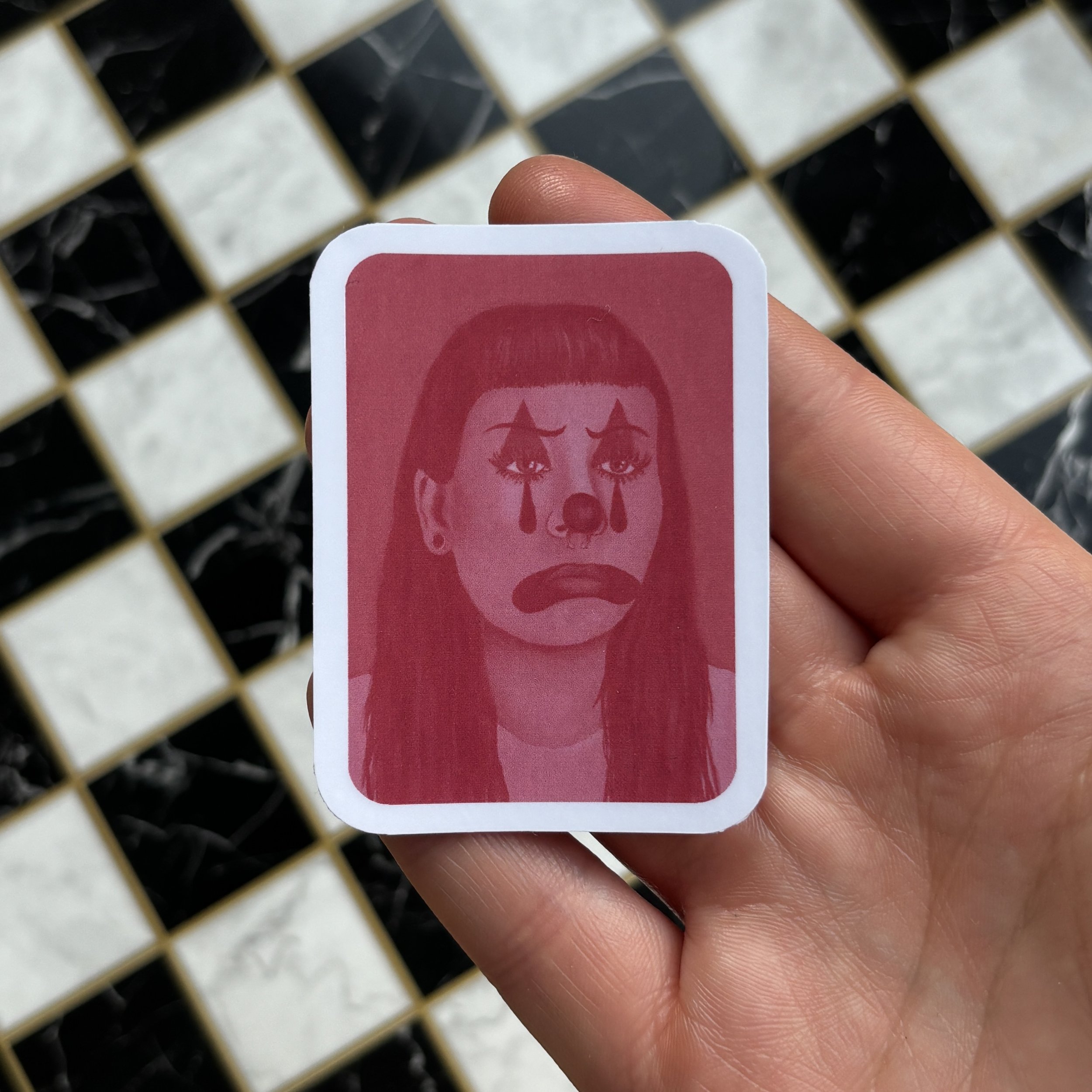 pink clown study holding over checkerboard.jpg
