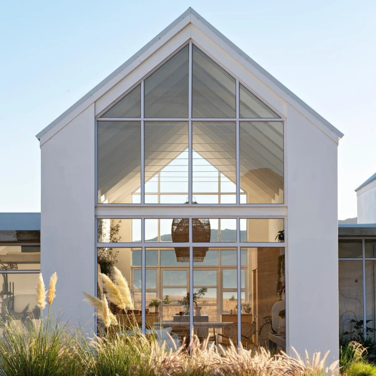 Thuula Haven black cabin tucked into dense greenery with mountain backdrop and secluded forest atmosphere.