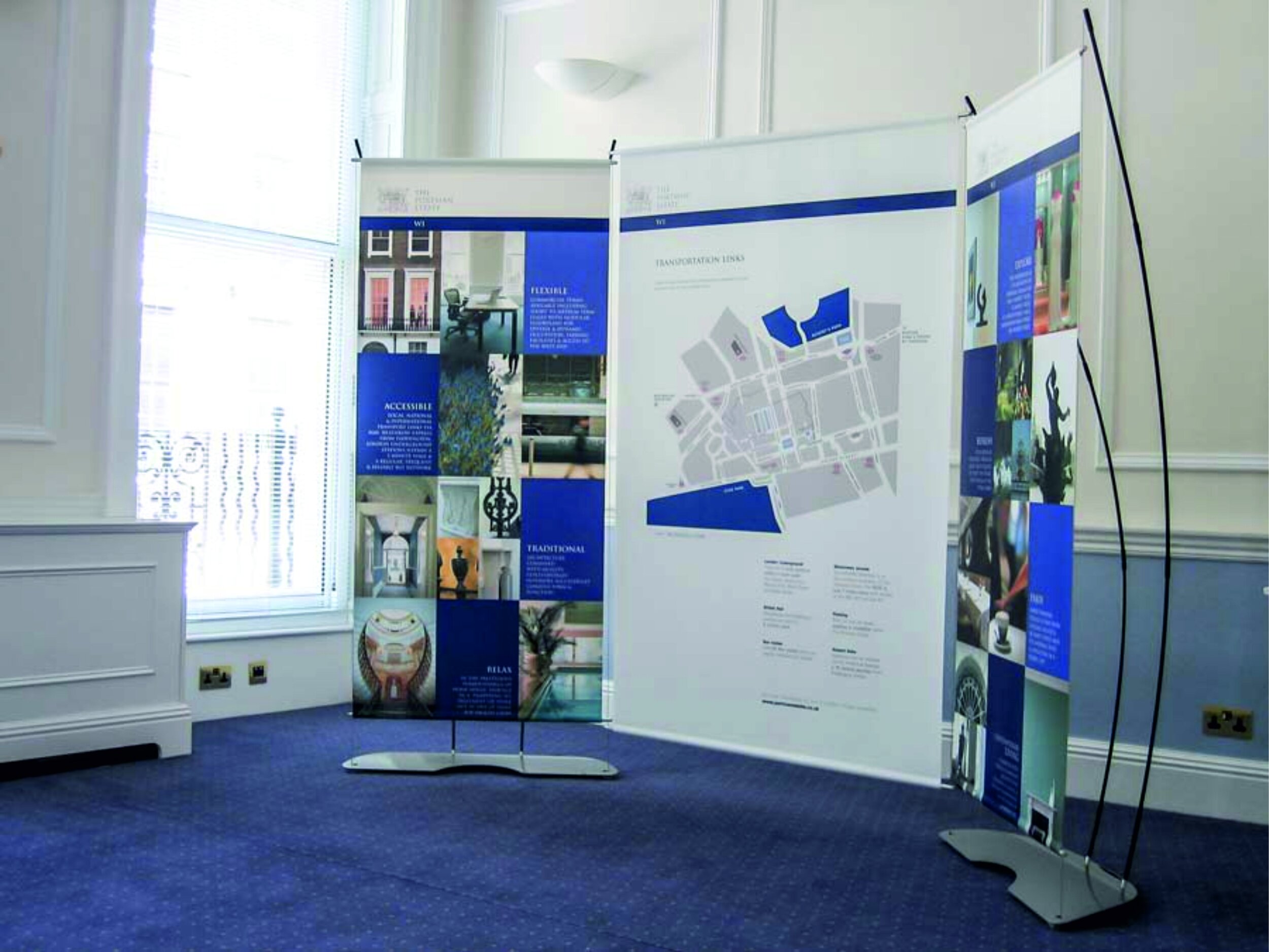 Indoor exhibition display with informational panels and map. Signmakers Cork & Kerry, Ireland.